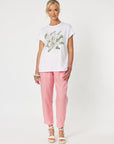 GORDON SMITH-  SARAH RIB WAIST LINEN PANT. Coral