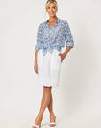 GORDON SMITH-   Mimi Ruffle Hem Linen Skirt - White