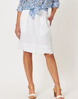 GORDON SMITH-   Mimi Ruffle Hem Linen Skirt - White