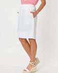 GORDON SMITH-   Mimi Ruffle Hem Linen Skirt - White