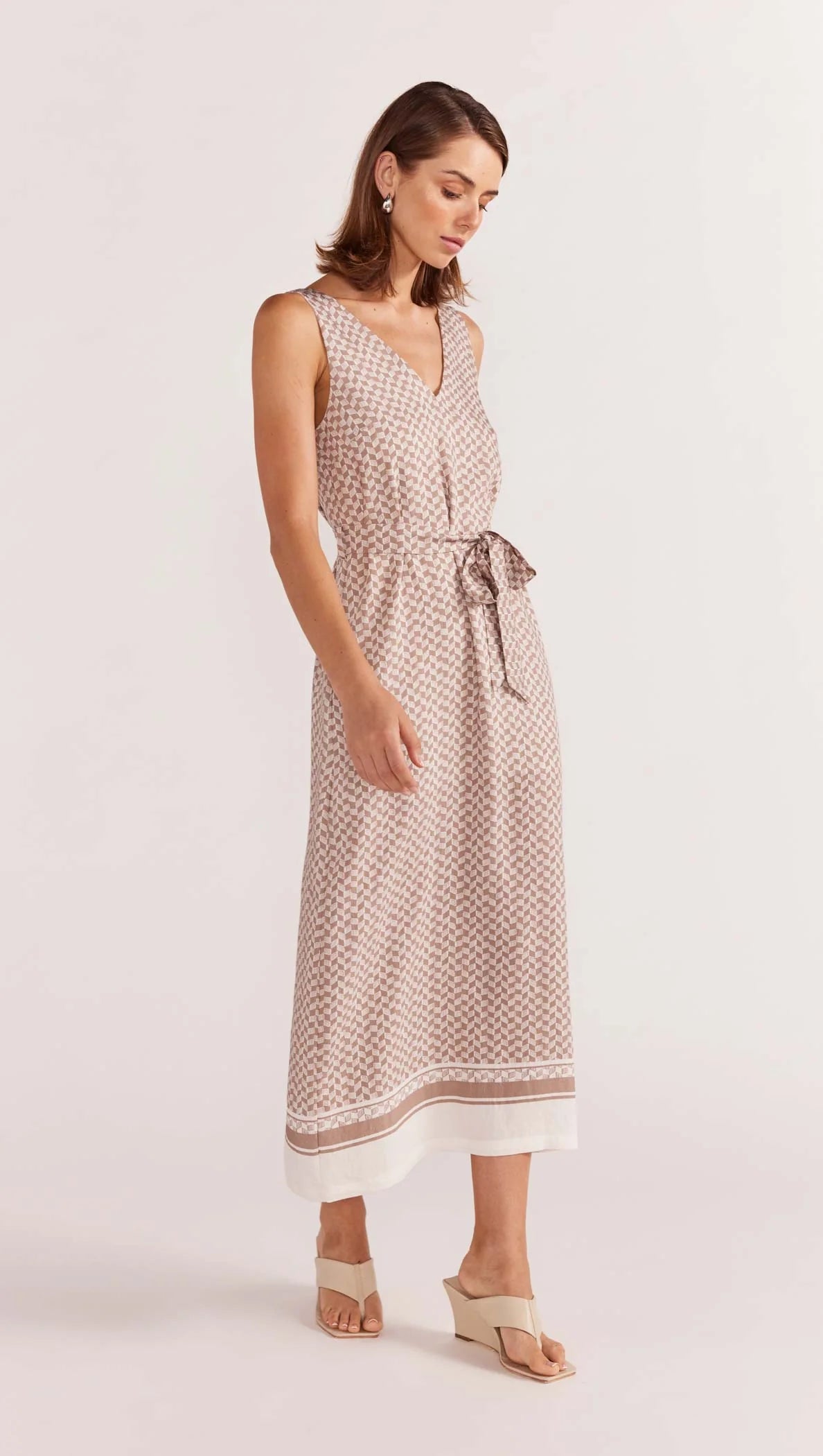 STAPLE THE LABEL-  Soleil Midi Dress.  Beige