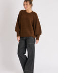 ONE TEN WILLOW- Chocolate Bishop's Sleeve Jumper.   1015460