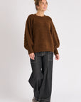 ONE TEN WILLOW- Chocolate Bishop's Sleeve Jumper.   1015460