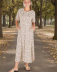 ONE TEN WILLOW-  Raglan Sleeve Maxi Dress - Neutral Animal Print
