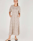 ONE TEN WILLOW-  Raglan Sleeve Maxi Dress - Neutral Animal Print
