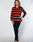 EQUINOX - Block Stripe Cotton Rugby Top - Rust/Navy