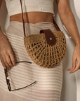 Marielle Straw Half Moon Bag