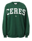 Ceres Isla Oversized Slouchy Crew Pine Green Heritage Logo
