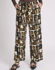 ELLIS AND DEWEY - Palazzo Pant - Olive Geometric