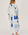 ELLIS & Dewey - Longline Puff Sleeve Dress Mediterranean Blue