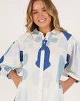 ELLIS & Dewey - Longline Puff Sleeve Dress Mediterranean Blue