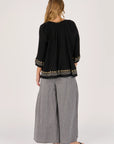 ELLIS AND DEWEY - Gathered Neck Blouse - Black