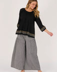 ELLIS AND DEWEY - Gathered Neck Blouse - Black