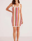 MINK PINK-  LITO STRIPE CROCHET MINI DRESS