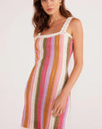 MINK PINK-  LITO STRIPE CROCHET MINI DRESS