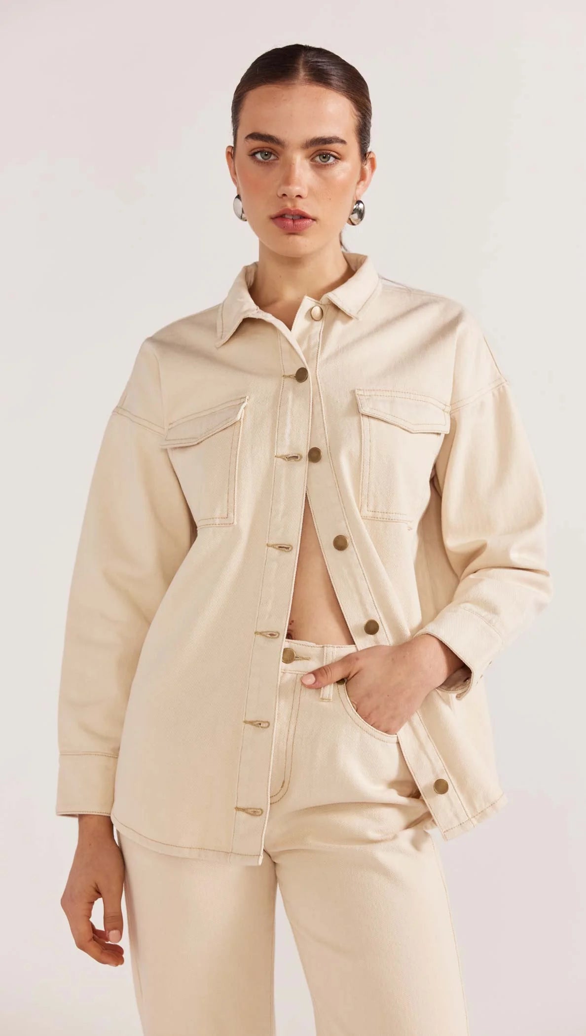 STAPLE THE LABEL- BAXTER STRAIGHT LEG JEANS- ECRU