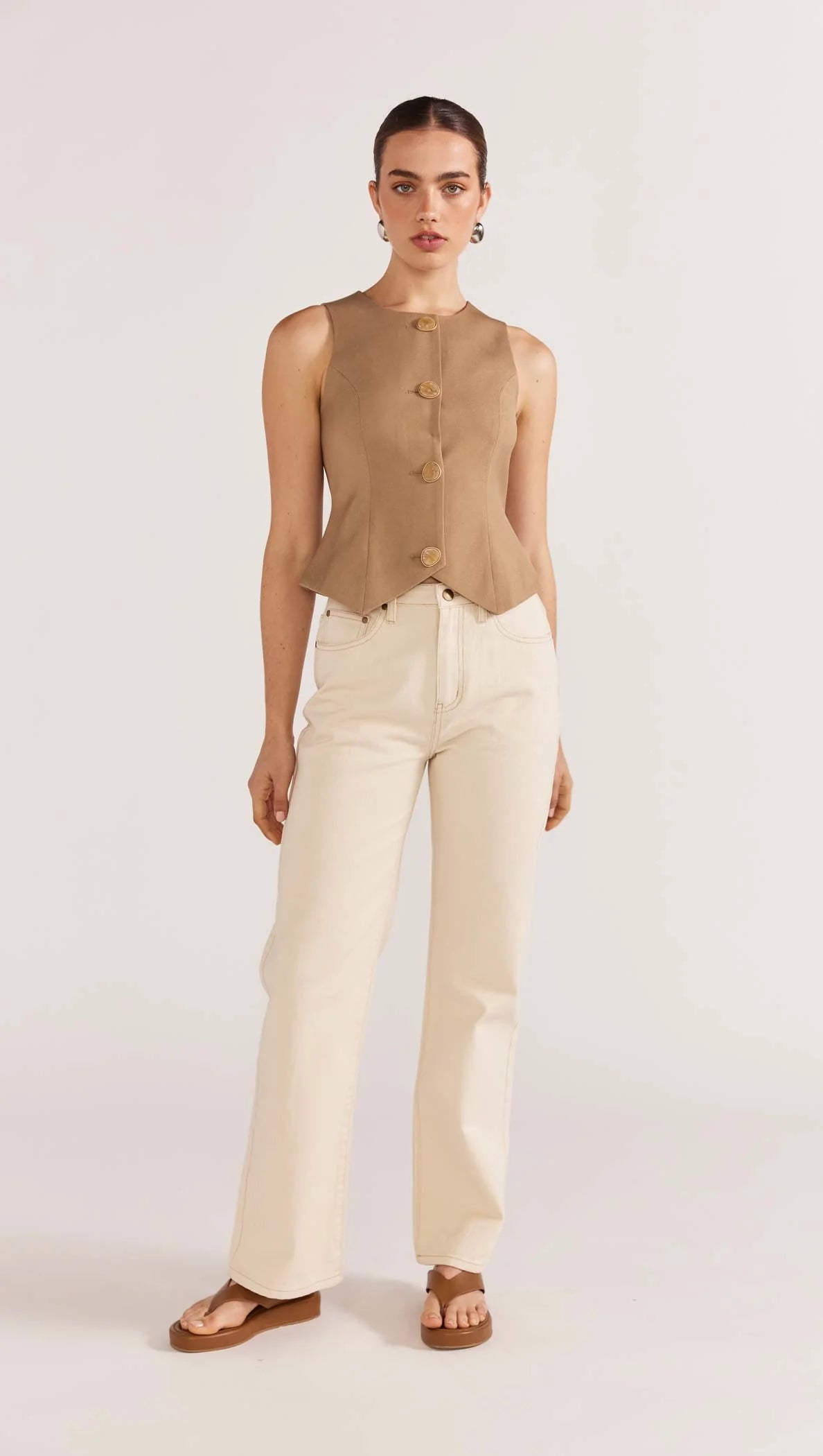 STAPLE THE LABEL- BAXTER STRAIGHT LEG JEANS- ECRU