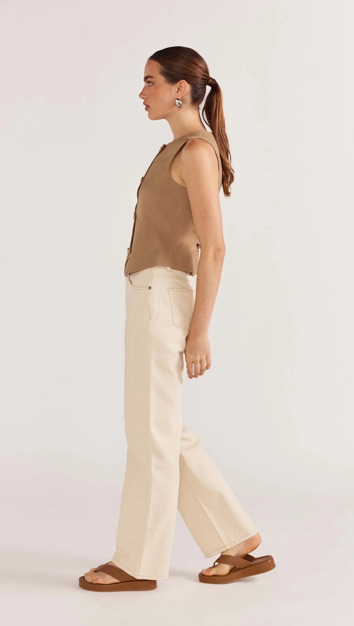 STAPLE THE LABEL- BAXTER STRAIGHT LEG JEANS- ECRU