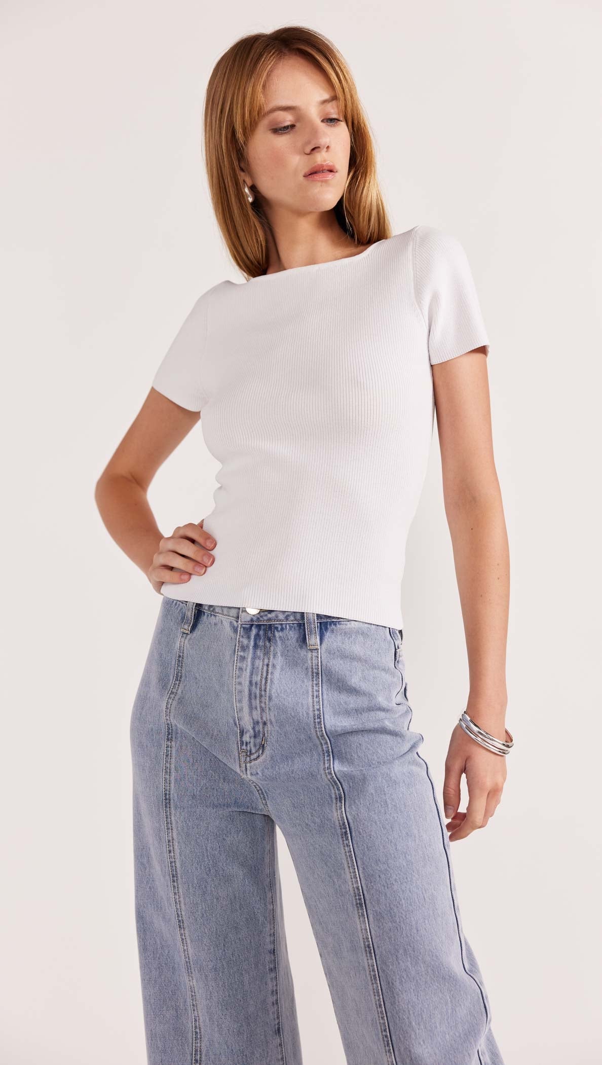 STAPLE THE LABEL-   Jude Knit Tee. Creamy White