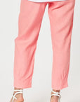 GORDON SMITH-  SARAH RIB WAIST LINEN PANT. Coral