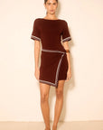 MON RENN - Esplanade Knit Mini Dress. Raisin