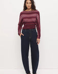 MON RENN - Selena Knit Top - Berry Stripe