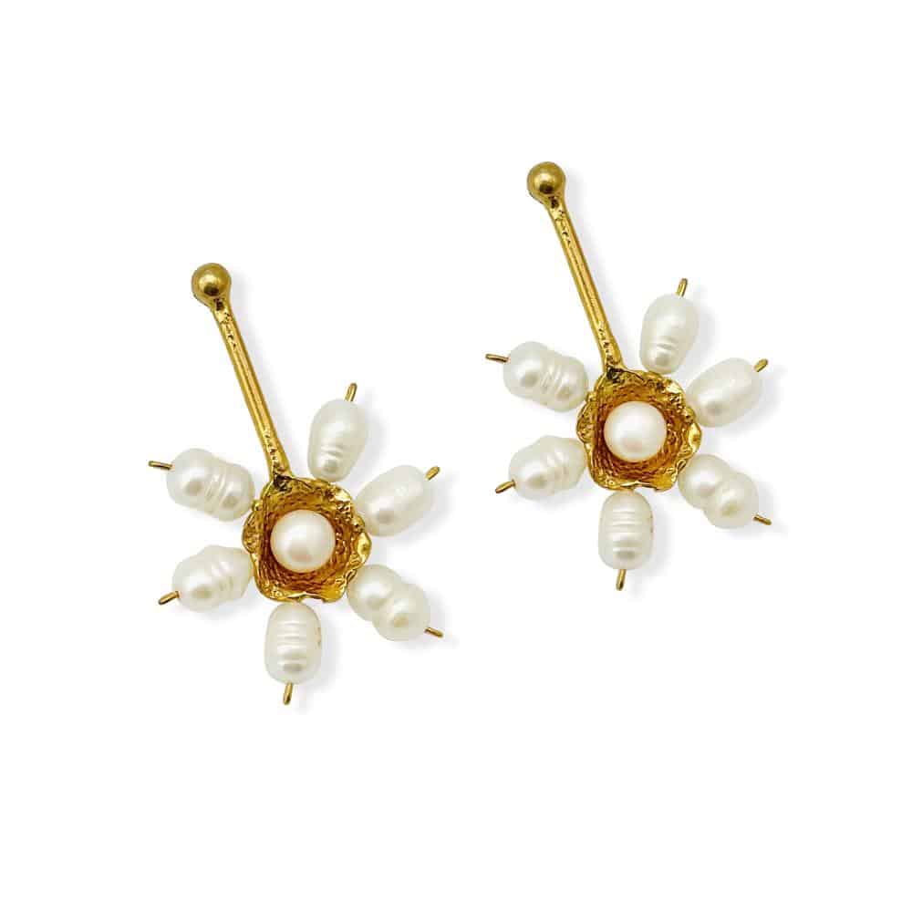 Freshwater Pearl Flower Drop Earrings