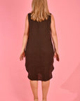 LA SOFIA-  Lia Linen Dress.  Chocolate