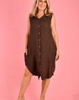 LA SOFIA-  Lia Linen Dress.  Chocolate