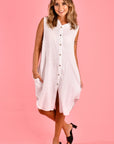 LA SOFIA-  LIA LINEN DRESS - WHITE