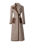 PRODUCT SEEKER - Women's Long Winter Coat with Wool & Pu Leather