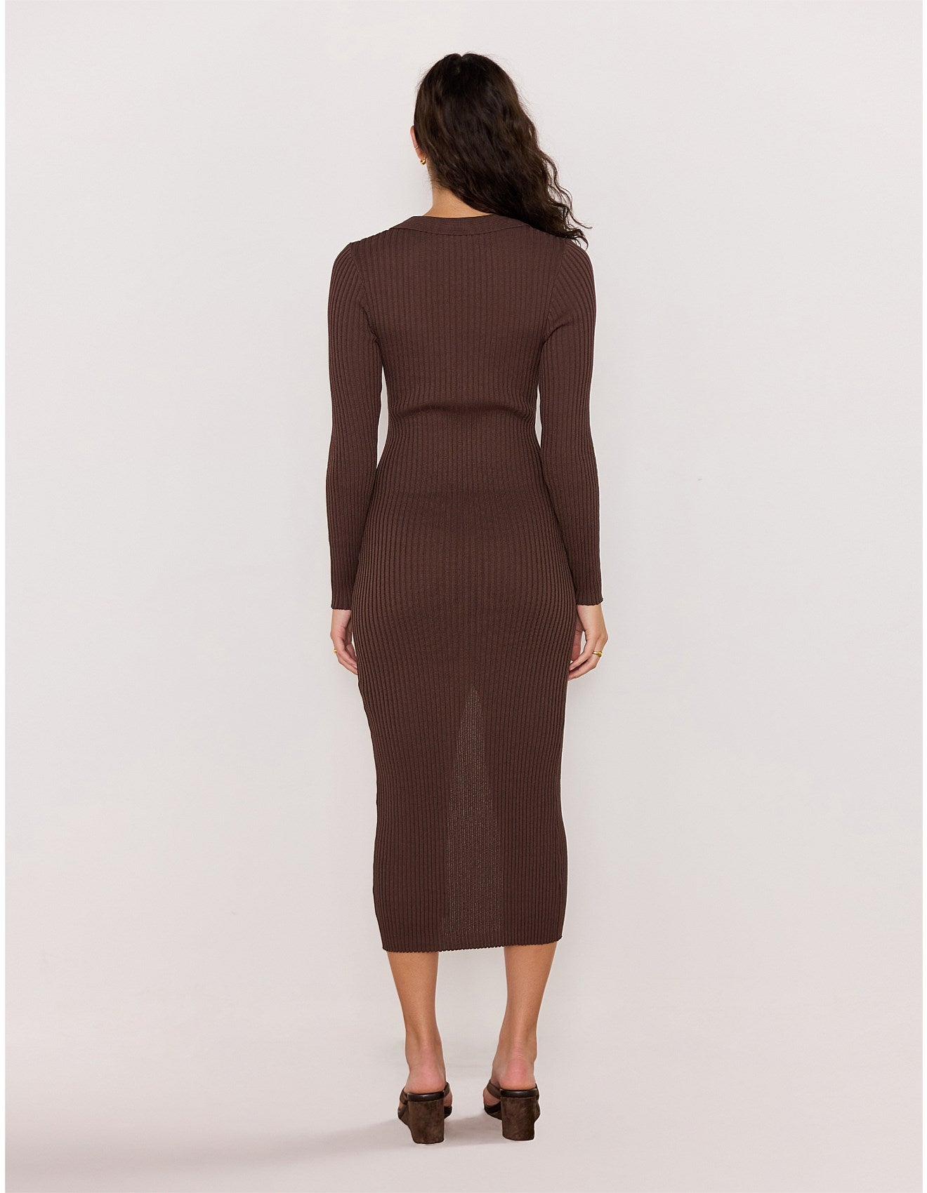 MINK PINK - Keana Knit Midi Dress - Chocolate