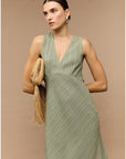 STAPLE THE LABEL - Amira Bias Midi Dress. Sage
