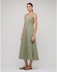 STAPLE THE LABEL - Amira Bias Midi Dress. Sage