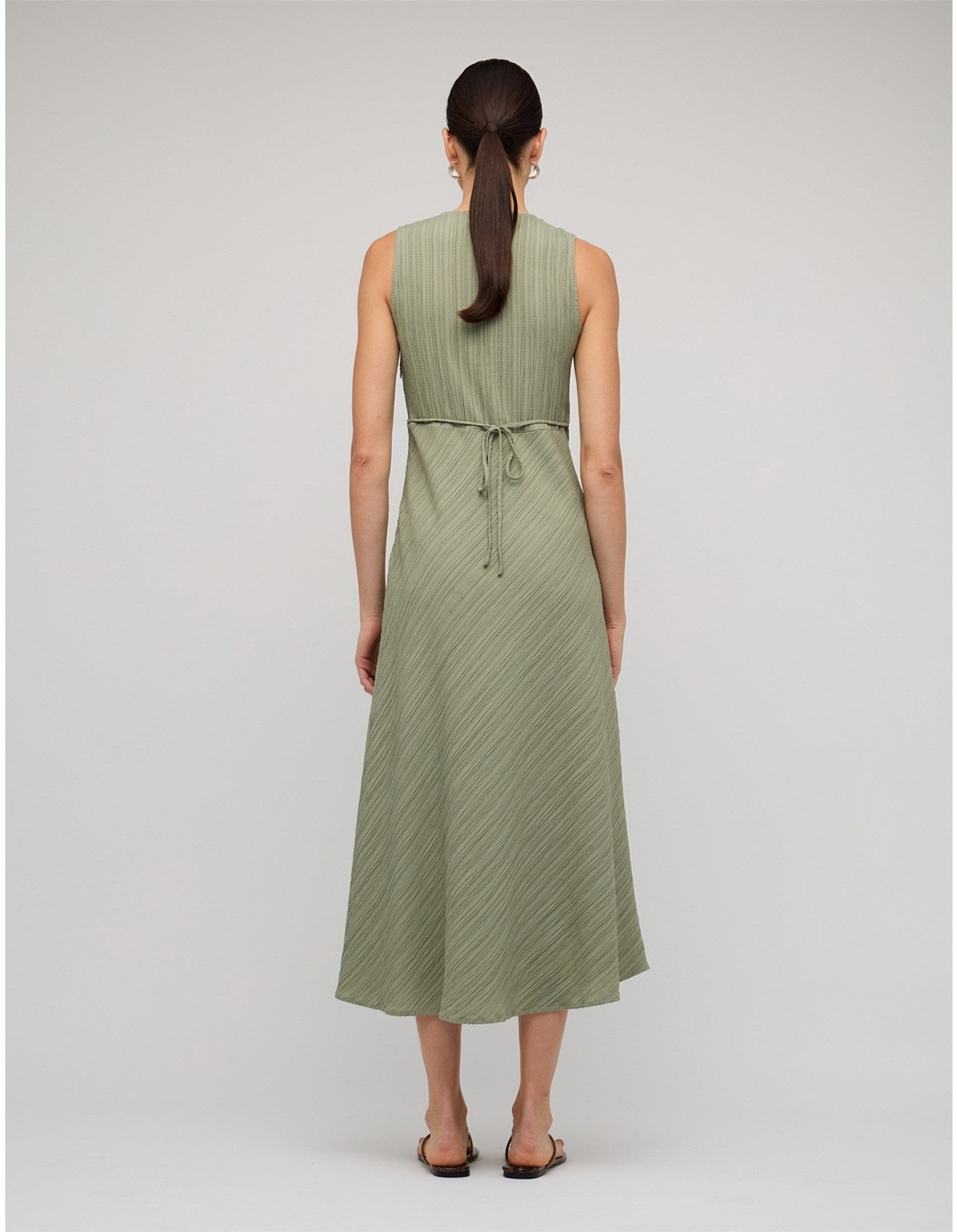 STAPLE THE LABEL - Amira Bias Midi Dress.  Sage