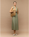 STAPLE THE LABEL - Amira Bias Midi Dress. Sage