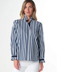 GOONDIWINDI - Frill Stripe Shirt - White/Navy