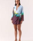 SOVRE - Zinnia Shirt Dress. Azure