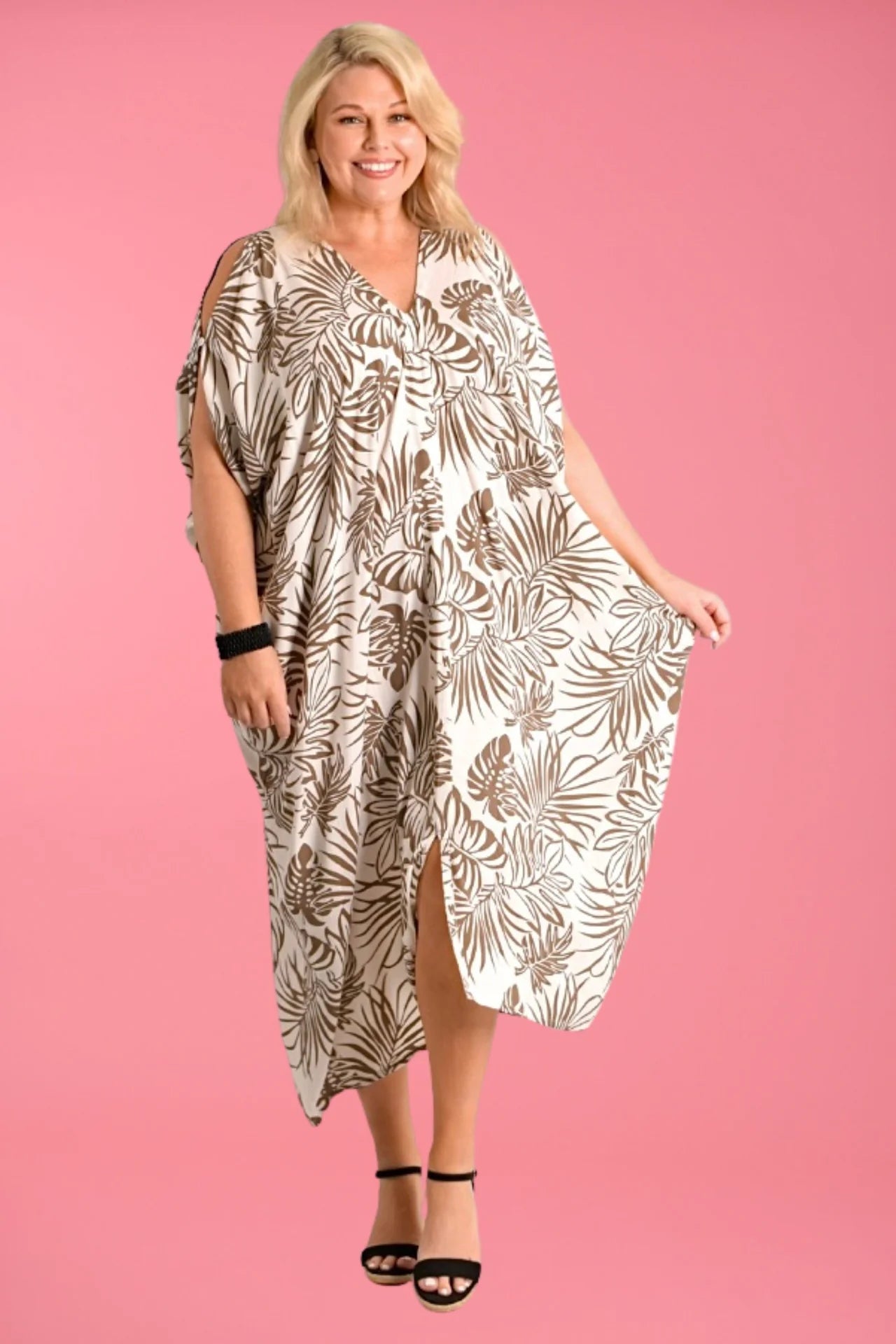 BODACIOUS-  CUSHLA DRESS - PALM WHITE