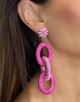 Pink Cable Statement Earrings