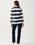 GOONDIWINDI COTTON - Stripe 1/2 Zip Rugby. Dark Navy/White
