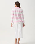 GOONDIWINDI COTTON - Stripe 1/2 Zip Rugby. Pink and White