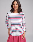 GOONDIWINDI COTTON- Goondiwindi Cotton Multi Stripe Tee - Navy Pink Blue