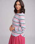 GOONDIWINDI COTTON- Goondiwindi Cotton Multi Stripe Tee - Navy Pink Blue