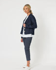 GORDON SMITH - Danielle Linen Cropped Blazer - Navy