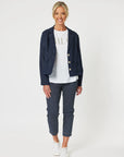 GORDON SMITH - Danielle Linen Cropped Blazer - Navy
