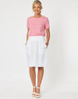 GORDON SMITH-   Mimi Ruffle Hem Linen Skirt - White