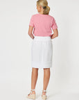 GORDON SMITH-   Mimi Ruffle Hem Linen Skirt - White