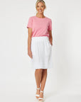 GORDON SMITH-   Mimi Ruffle Hem Linen Skirt - White