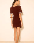 MON RENN - Esplanade Knit Mini Dress. Raisin